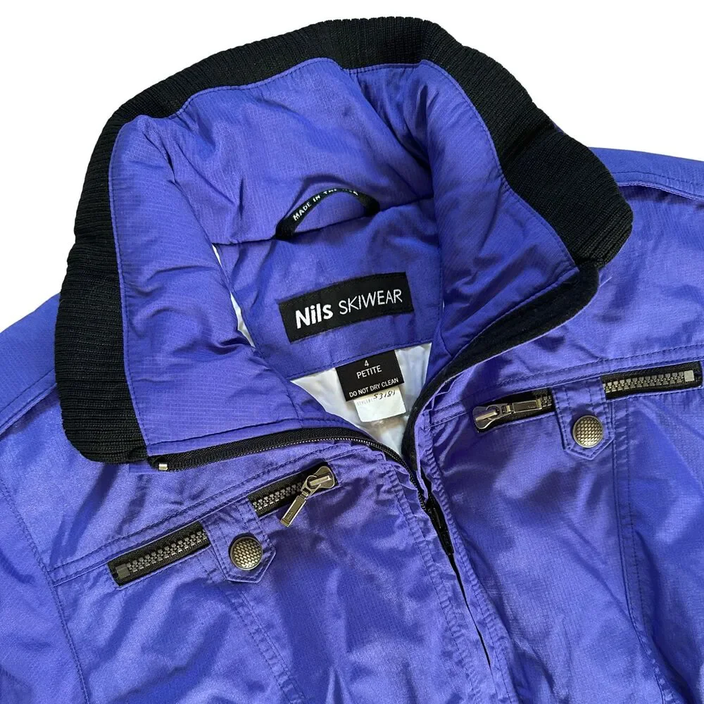 Vintage Nils Skiwear One Piece Ski Suit 4 Petite Purple Black 90s Made in USA⁠
